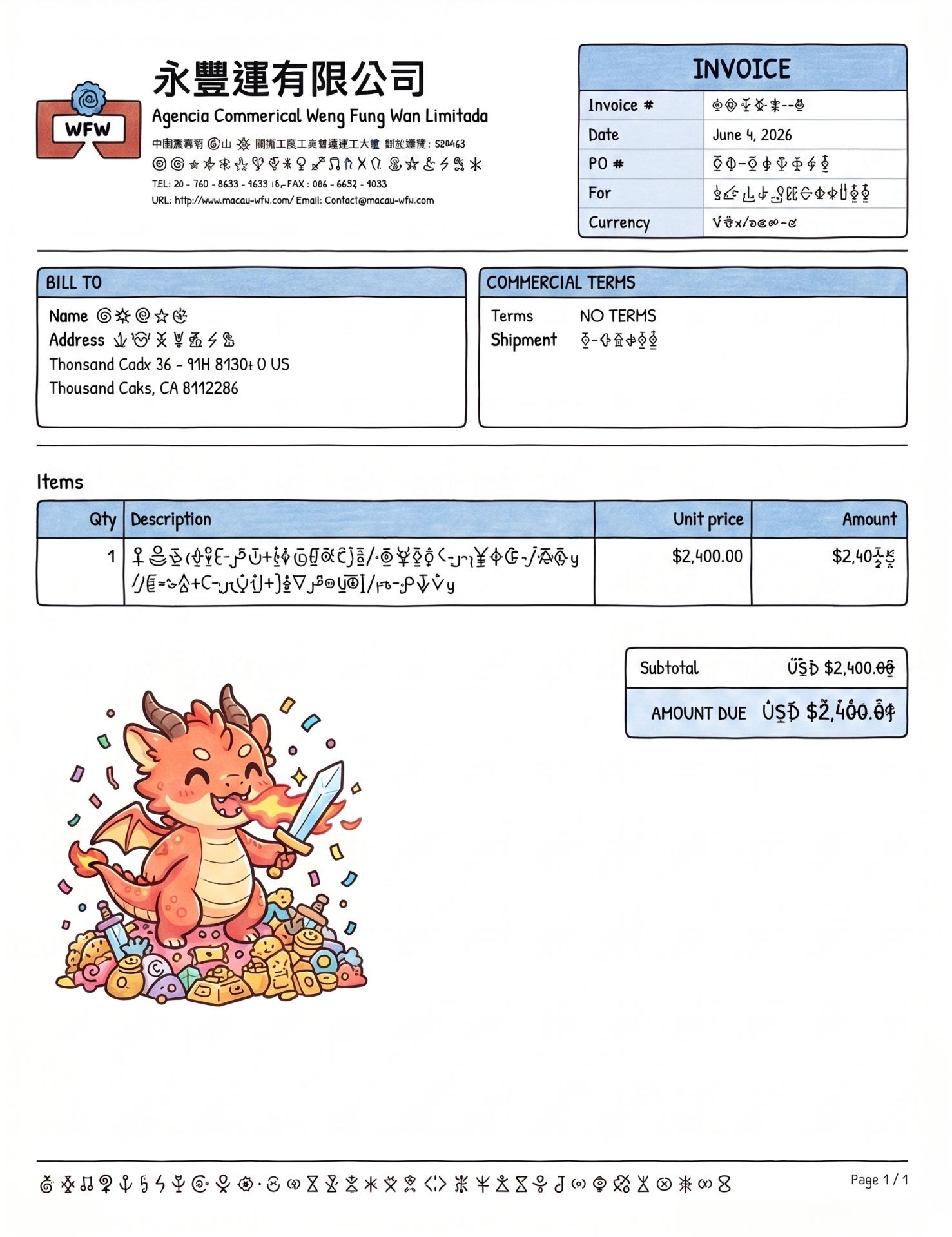 Sample Invoice & Production